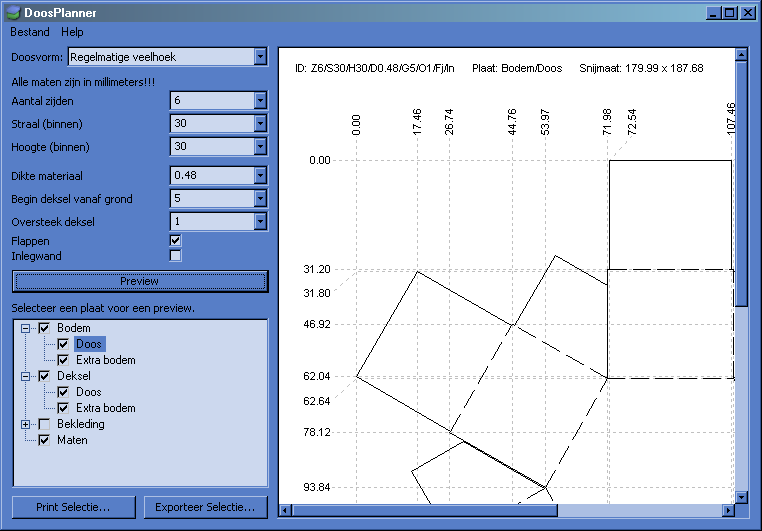 Voorbeeld van een veelhoekige doos